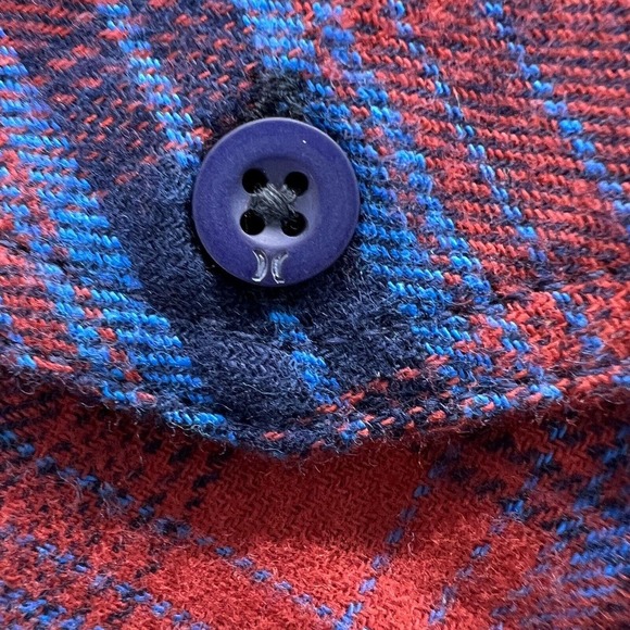 Hurley Shirt Mens LARGE Red & Blue Plaid Flannel Button Up Front Pockets Logo - Picture 5 of 15